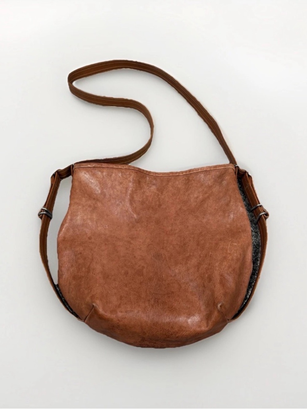 Rough & Tumble Original Hobo Bag Brown Leather Made in USA Size Small